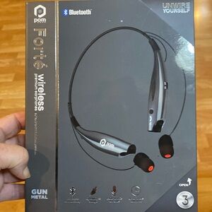 NWOT Bluetooth Wireless Premium Earphones - color is gun metal